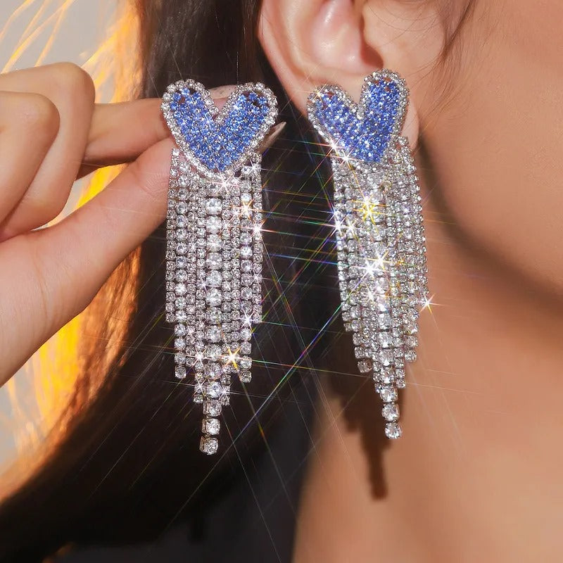 Pendiente corazones azules