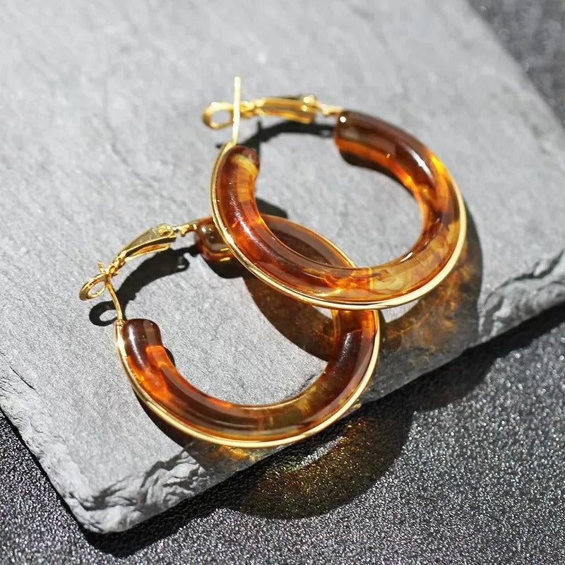 Pendiente aros estilo marmol