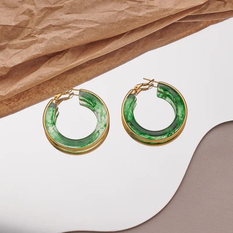 Pendiente aros estilo marmol