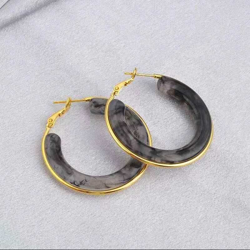 Pendiente aros estilo marmol