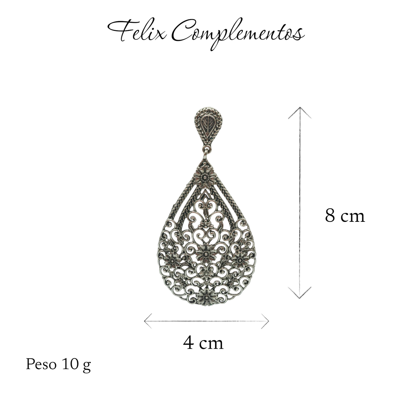 Pendiente Plata viejo lagrima (M1)