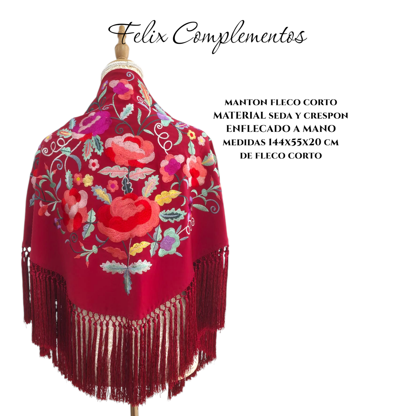Manton Era rojo oscuro con flores