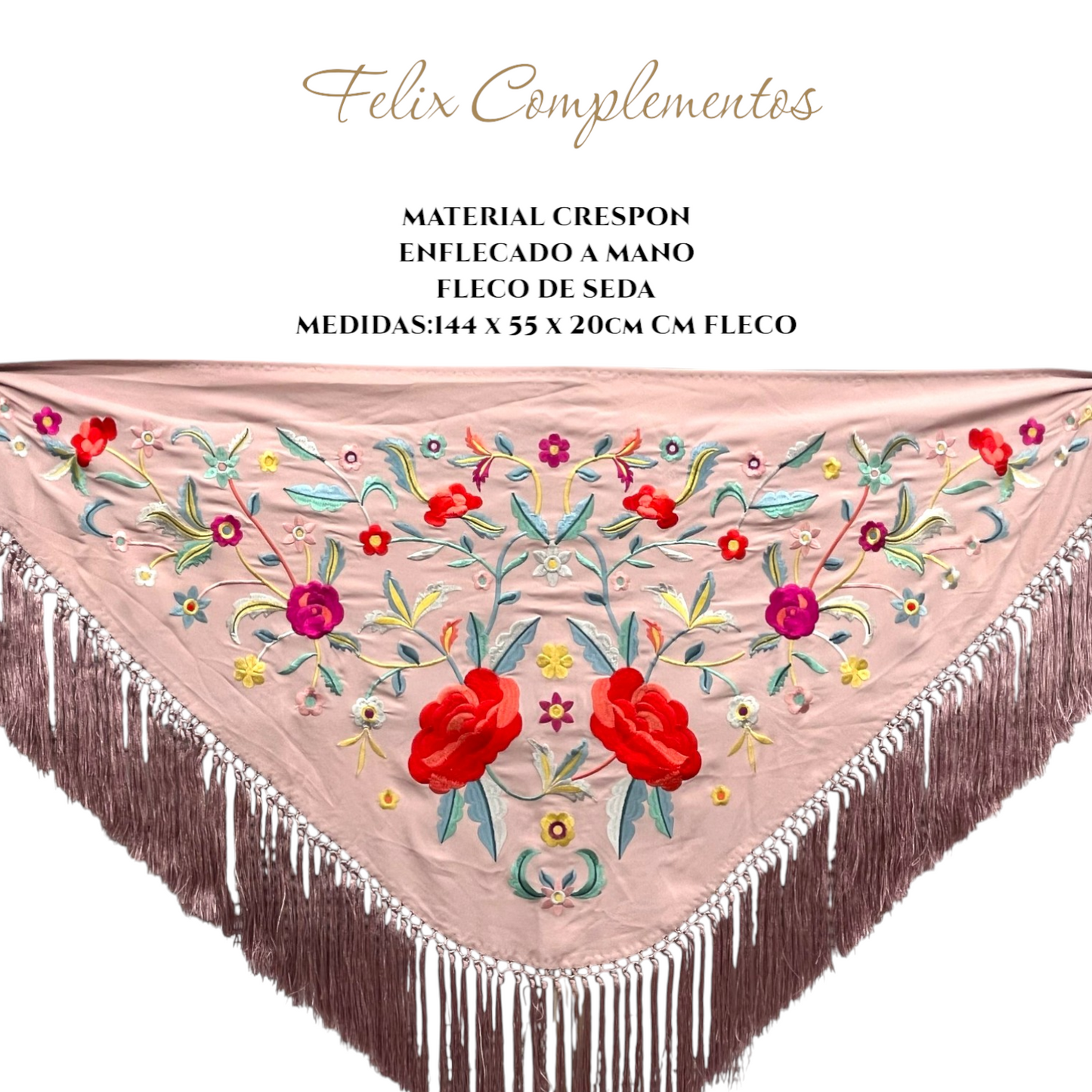 Pale pink shawl with large flowers
