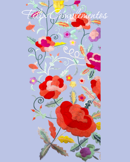 Manton flor grande azul bebe