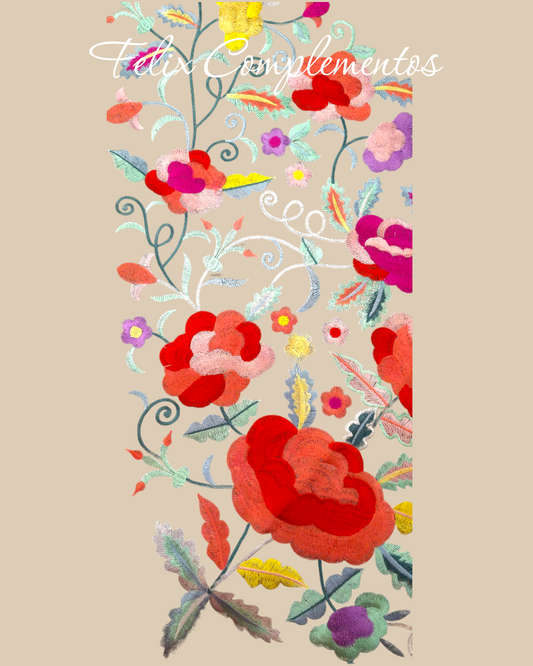 Manton flor grande beige