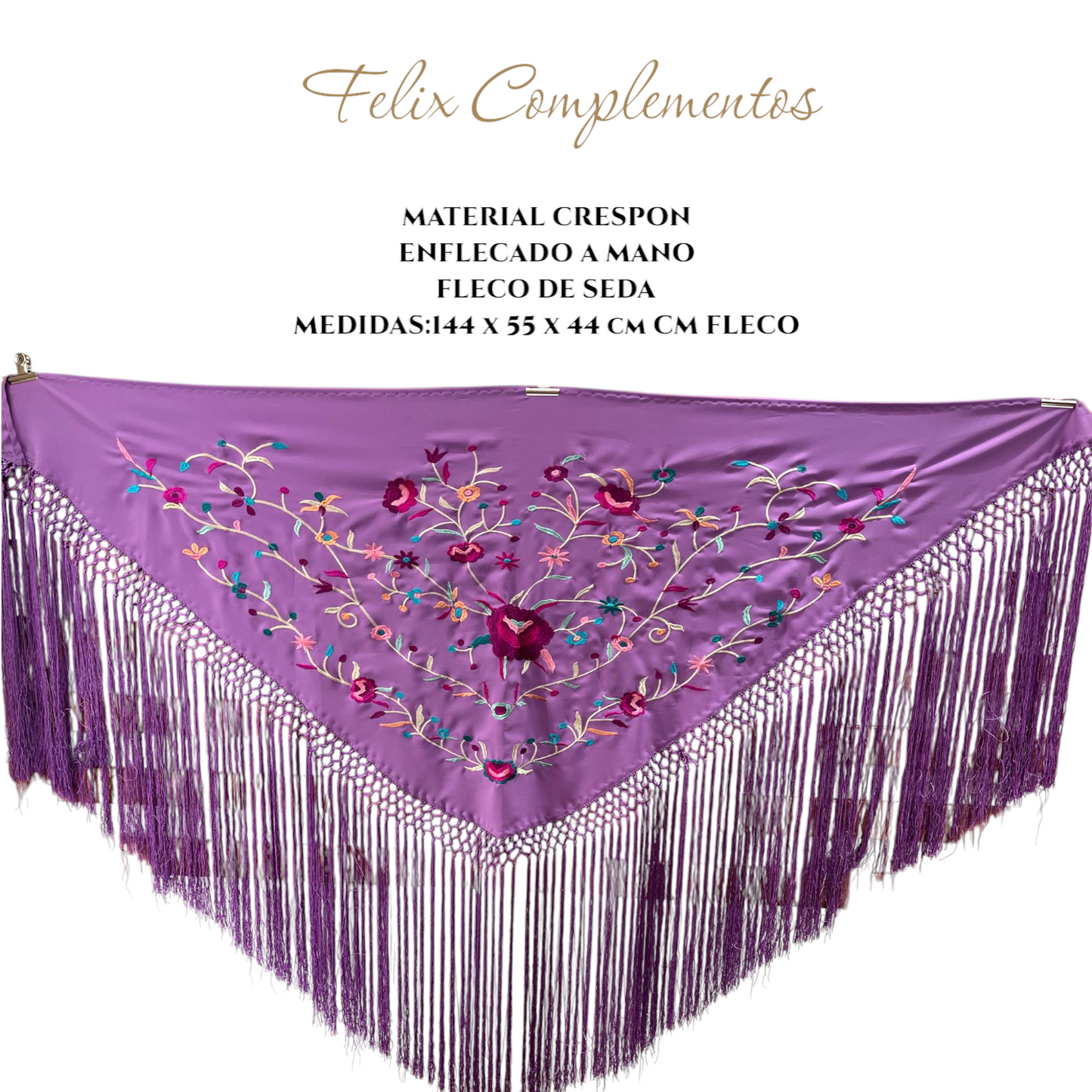 Manton lila oscuro flores bugambilla (modelo F)