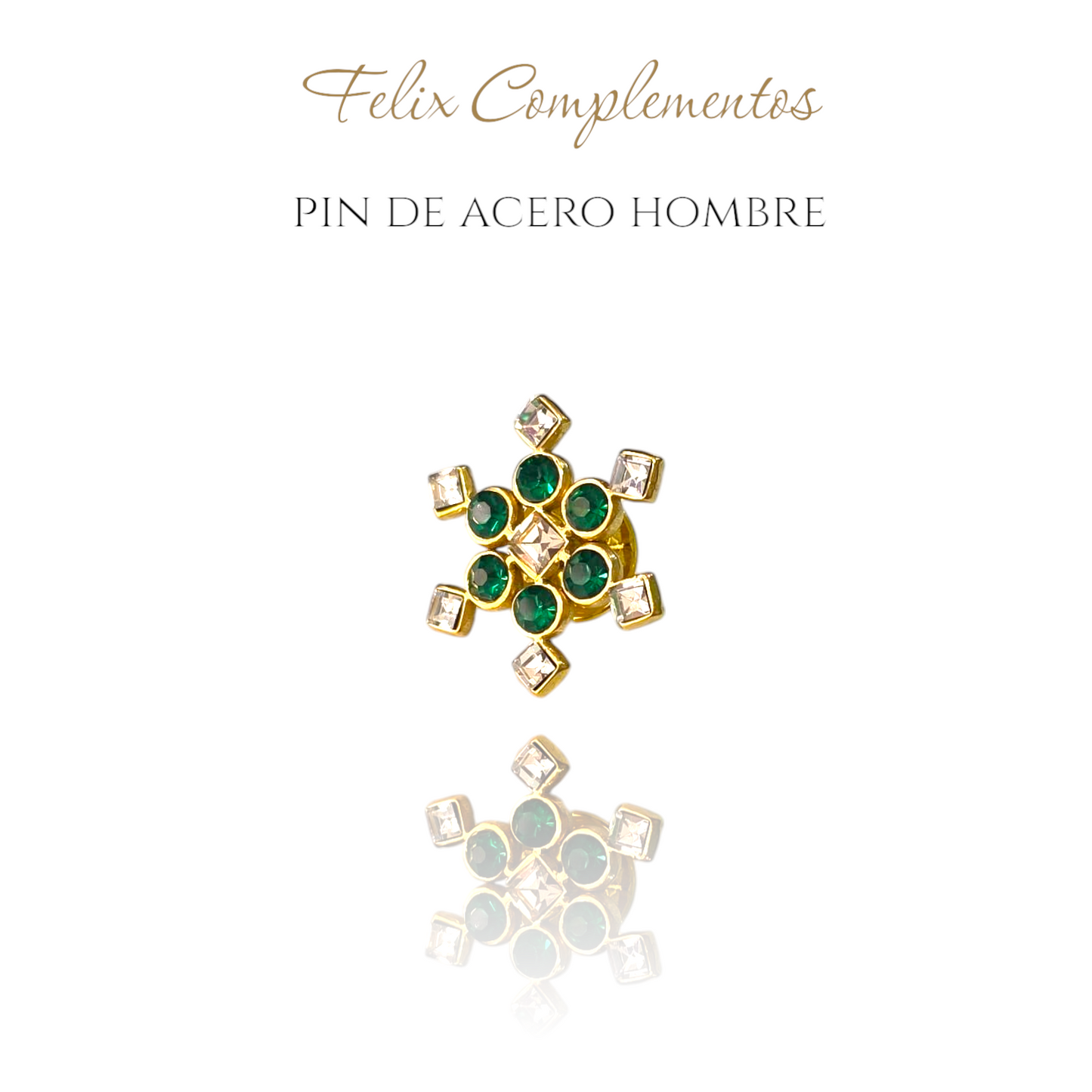 Macarena emerald steel pin