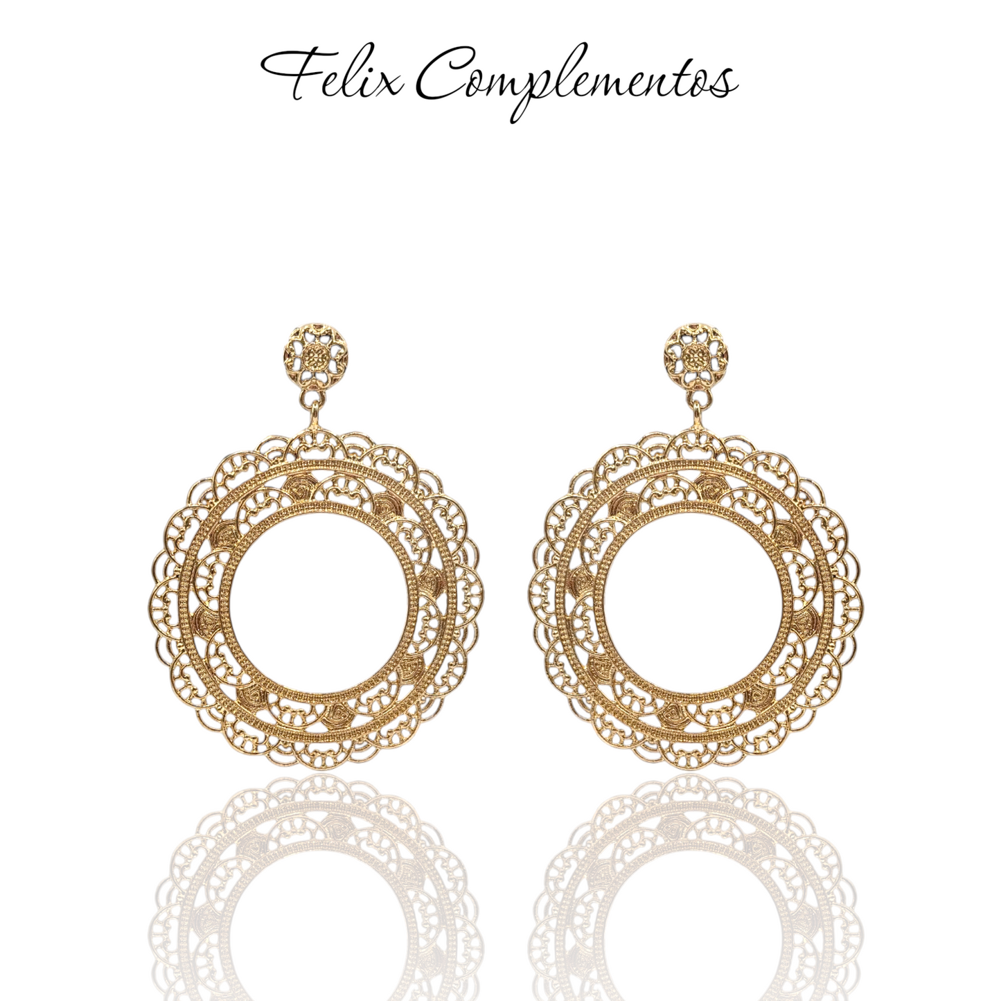 Pendiente Dorado aro flor (M2)