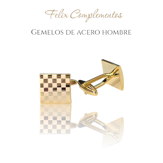 Gold cufflinks with cube design