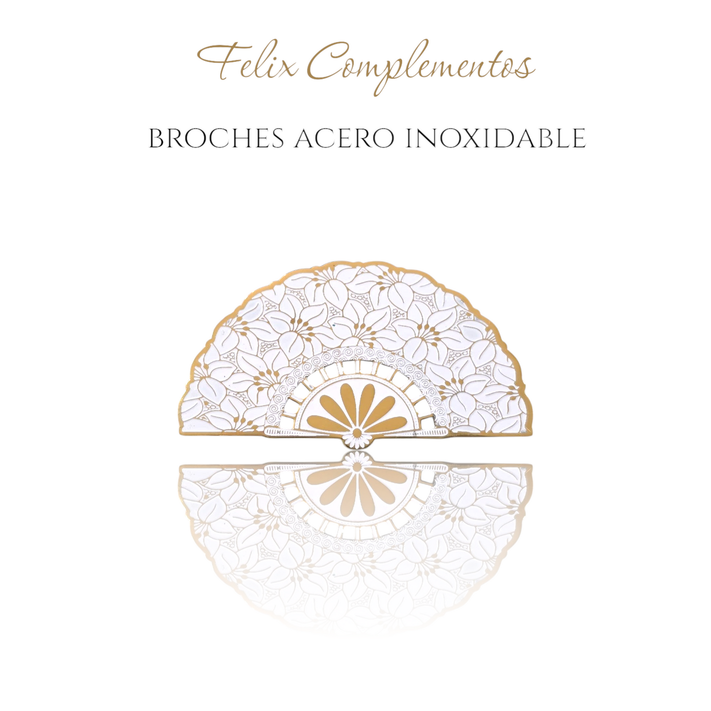 White flower fan brooch