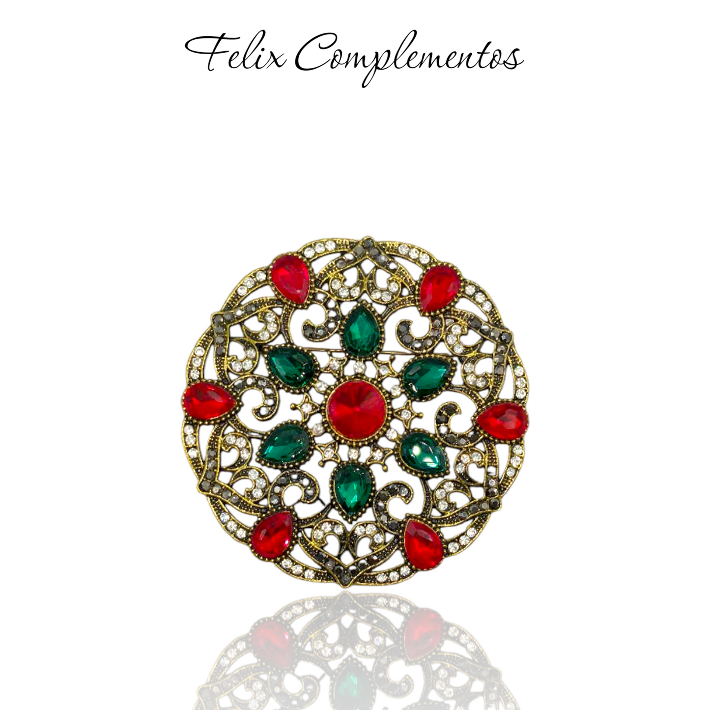 Broche redondo vintage Azul