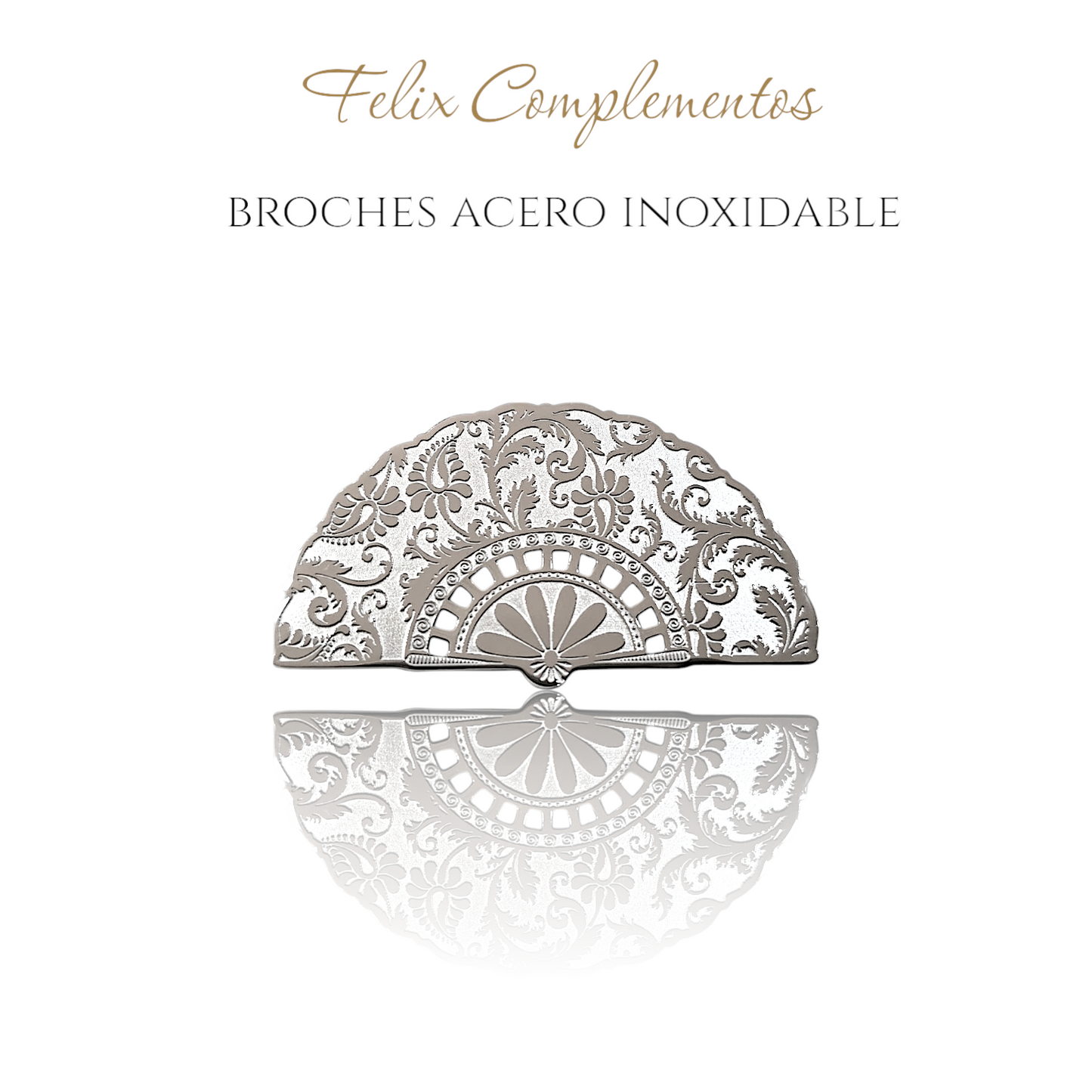 Silver curl flower fan brooch