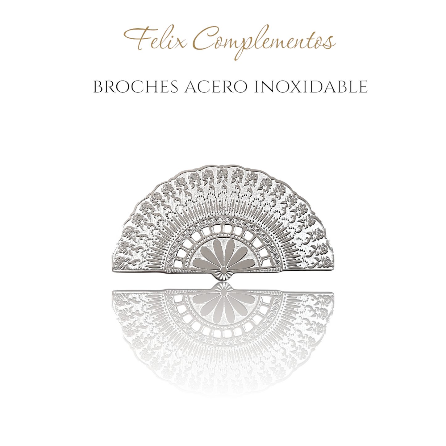 Silver flower fan brooch