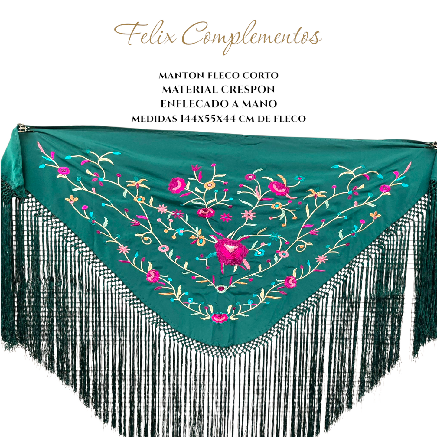 Xale preto com flores vermelhas (modelo B)