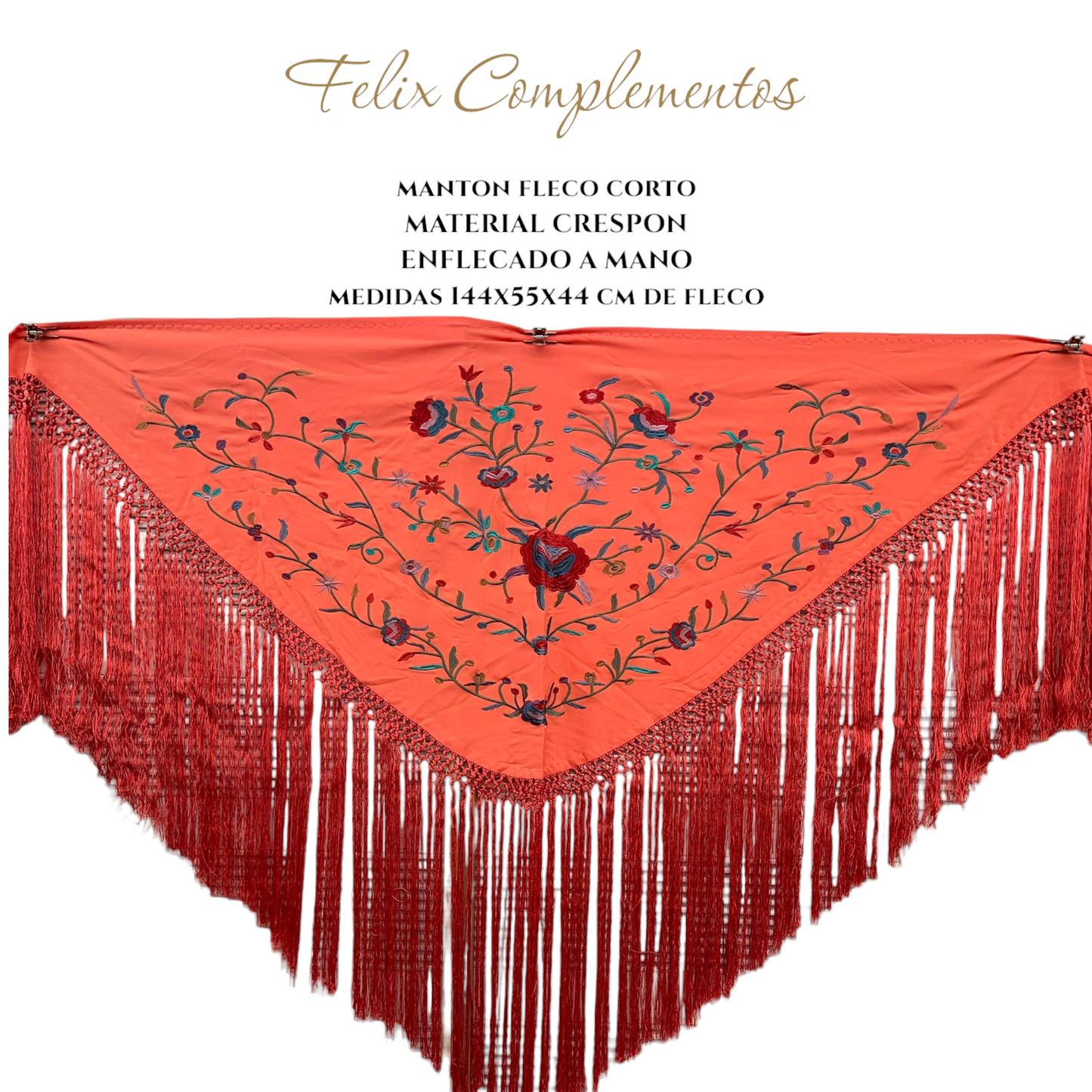Manton coral con flor azul (Modelo F)
