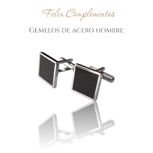 Silver and black cufflinks