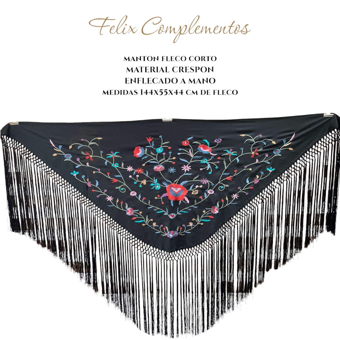 Manton negro con flor azul (Modelo F)