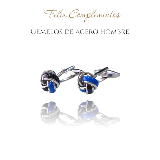 Silver cufflinks with blue cord