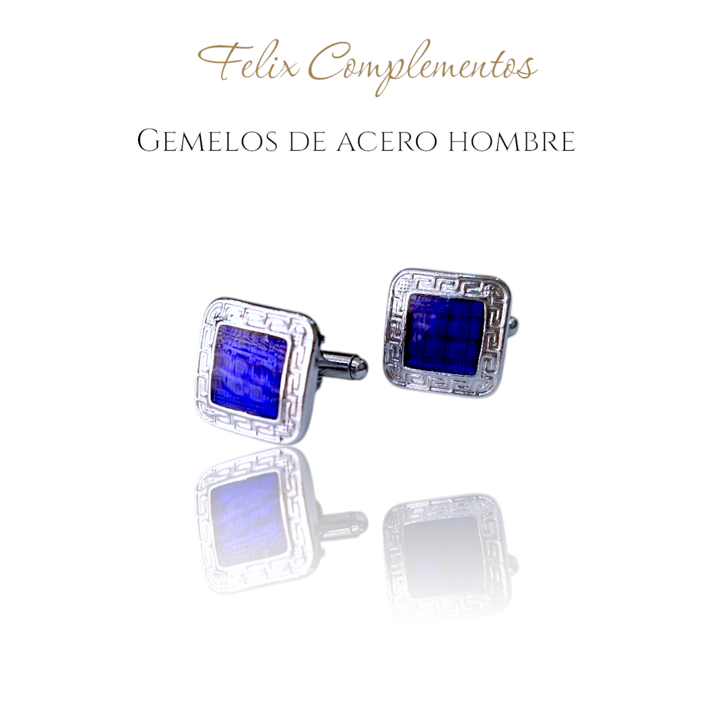 Gemelos plateado con cristal azul