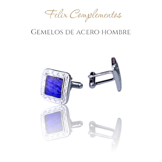 Silver cufflinks with blue crystal