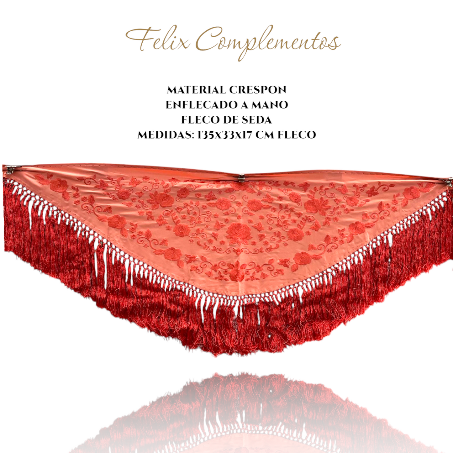 Small shawl in intense coral color