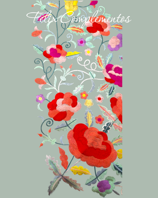 Manton Gris Verdoso flor grande