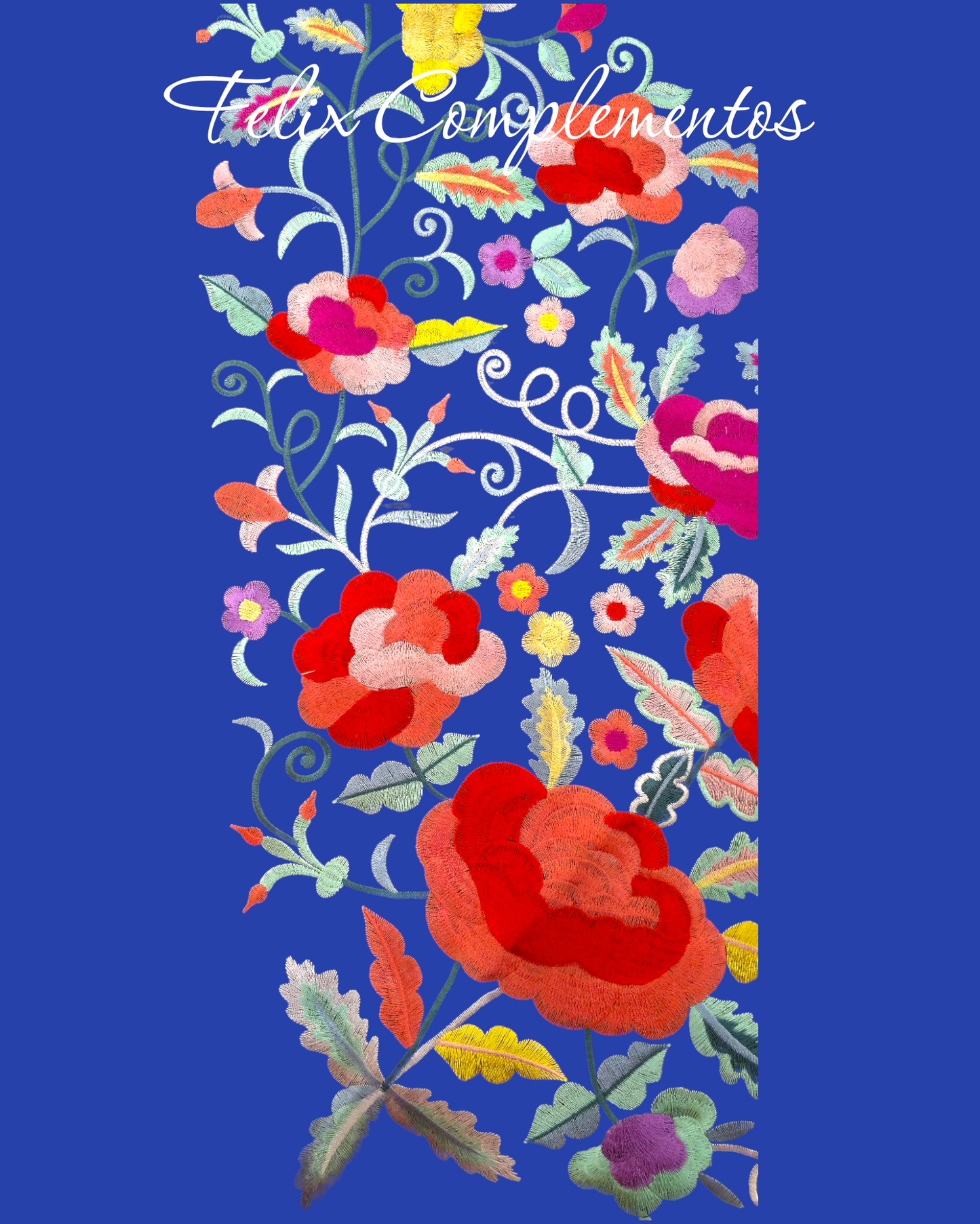 Manton azul electrico flor grande