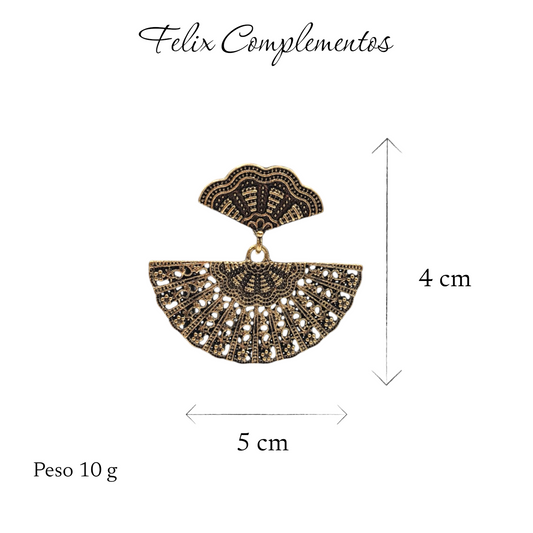 Pendiente abanico dorado viejo (M2)