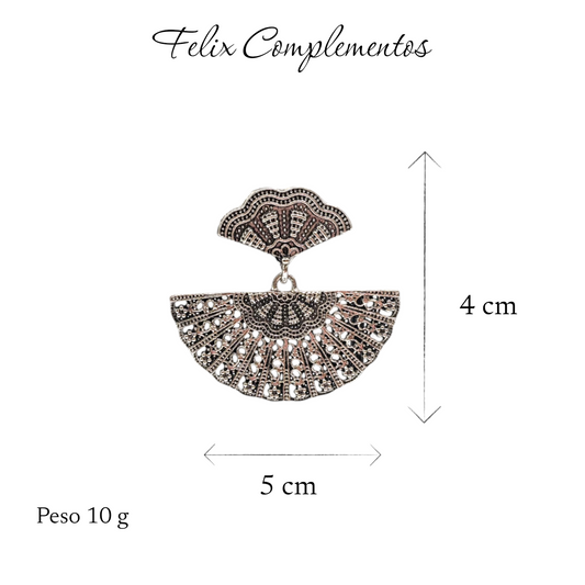 Pendiente abanico plateado viejo (M2)