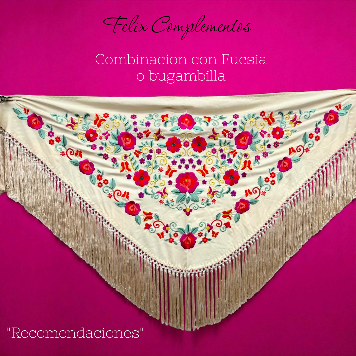Beige shawl with small flowers