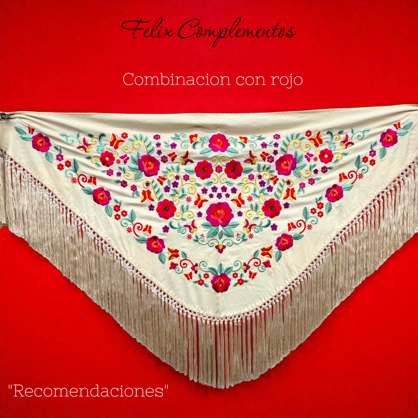 Beige shawl with small flowers