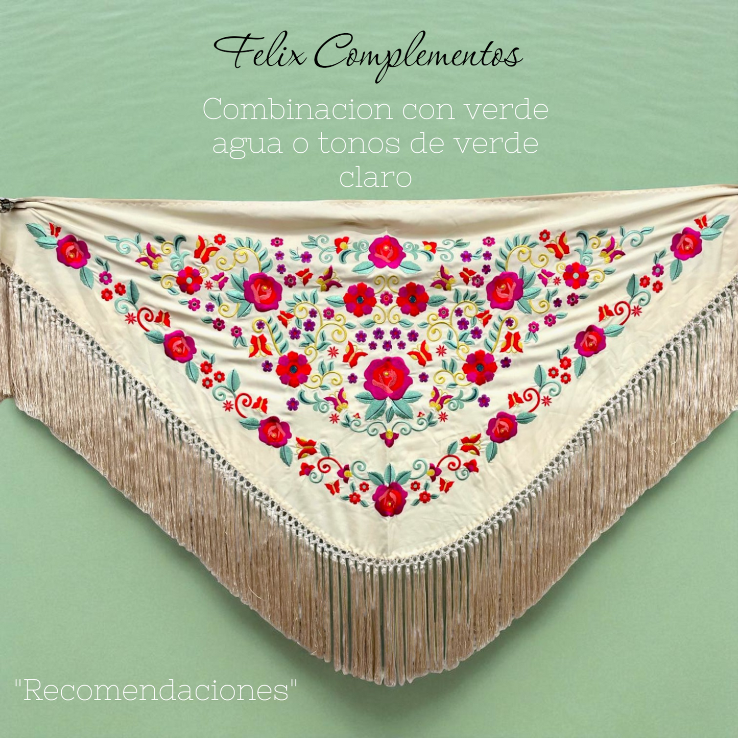 Beige shawl with small flowers