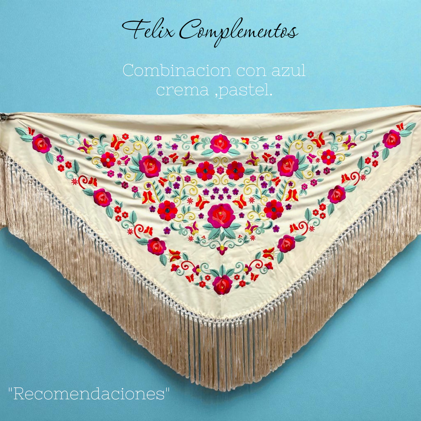 Beige shawl with small flowers