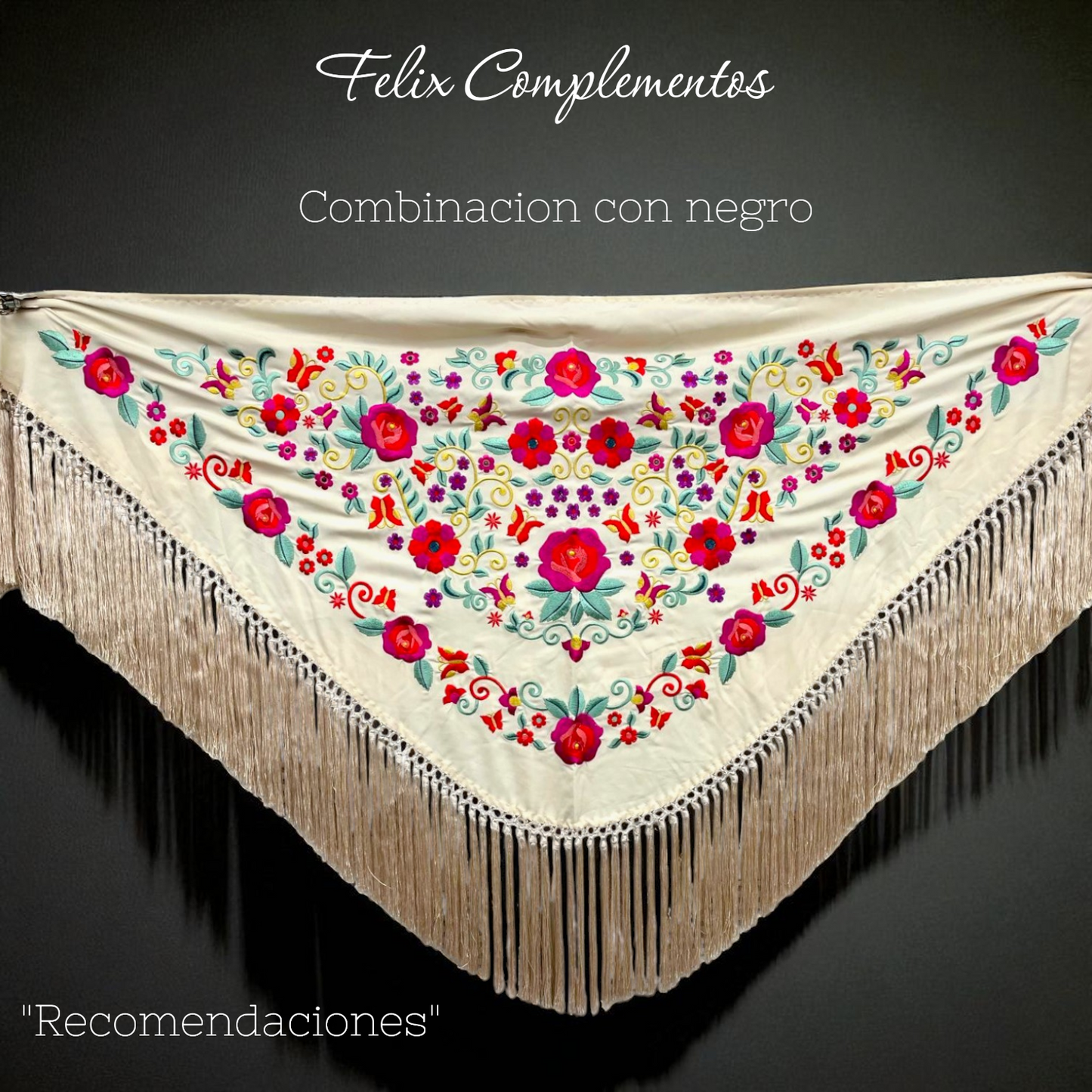 Beige shawl with small flowers