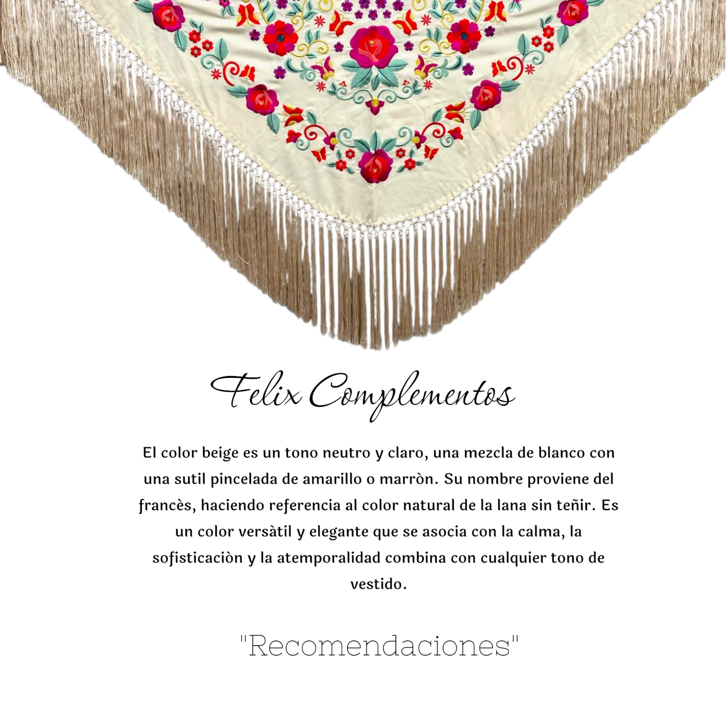 Beige shawl with small flowers