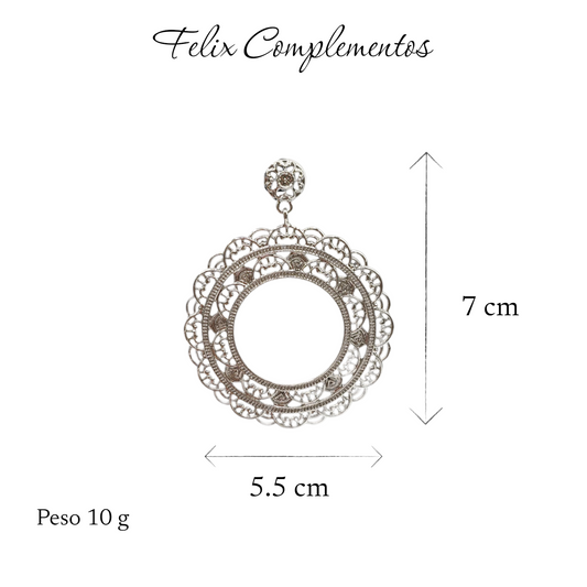 Pendiente Plateado aro flor (M1)
