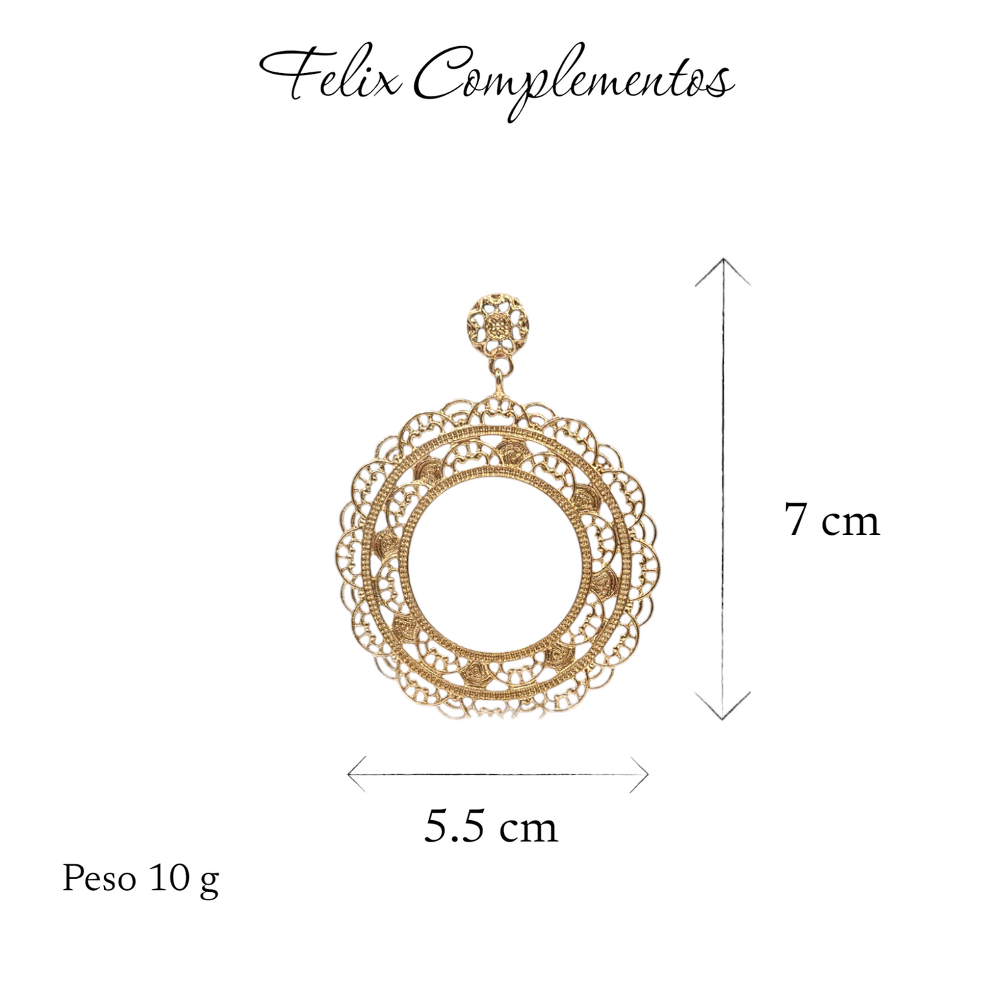 Pendiente Dorado aro flor (M2)