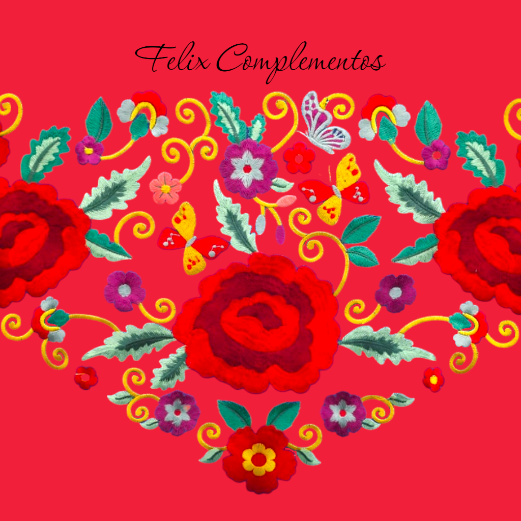 Manton tres Rosas Rojo coral