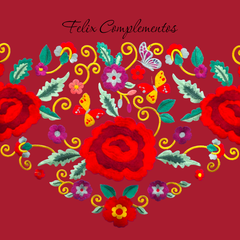 Manton tres Rosas Rojo Oscuro