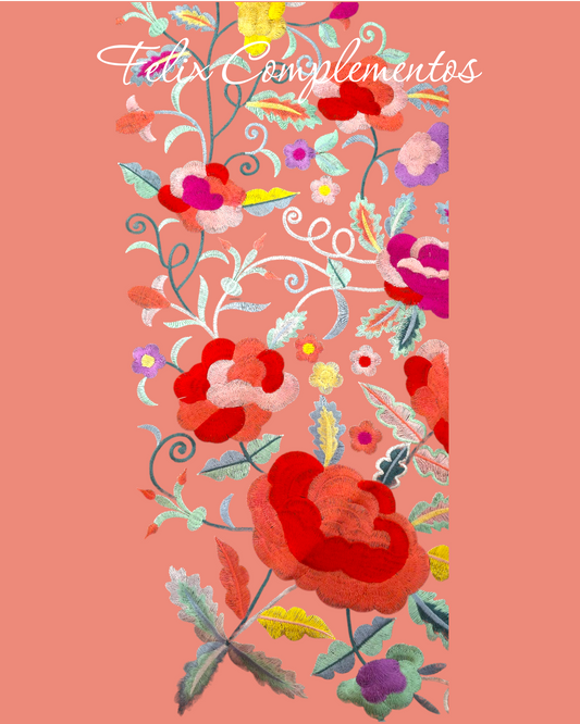 Manton flor grande Salmon