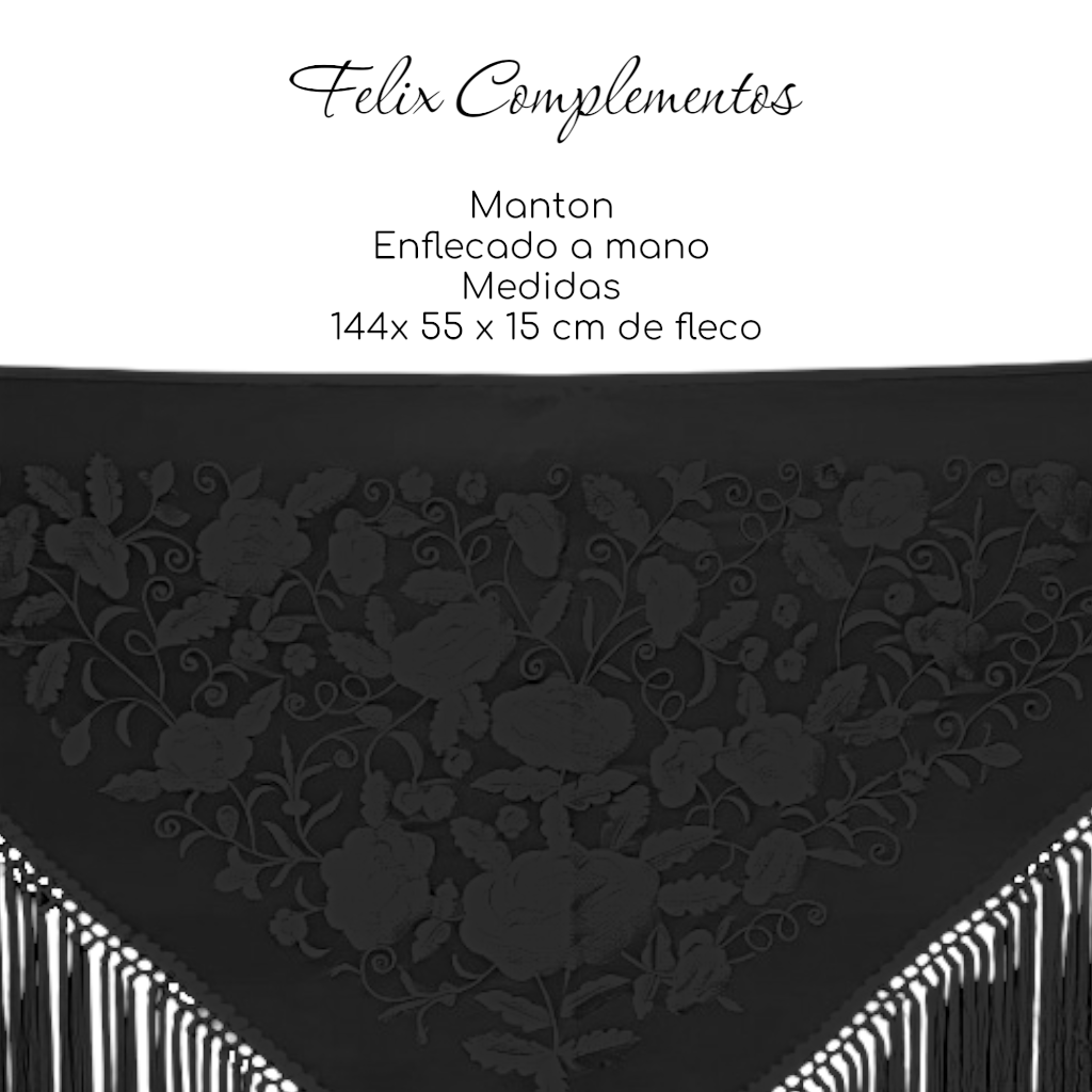 Manton Flor grande Negro con Negro