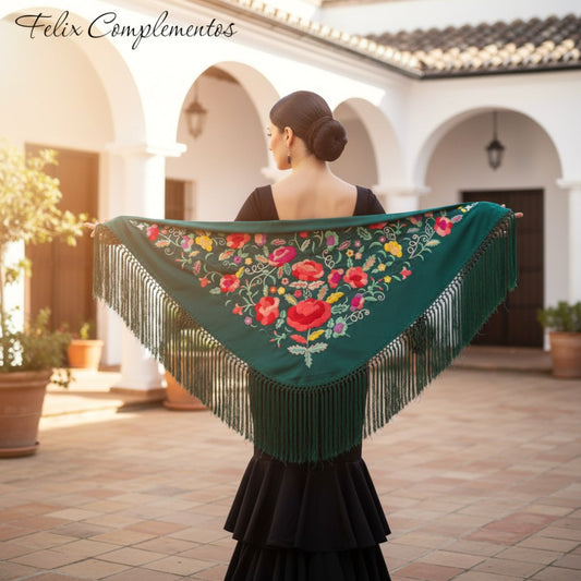 Large beige flower shawl