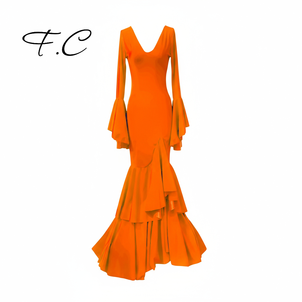 Vestido flamenco naranja liso