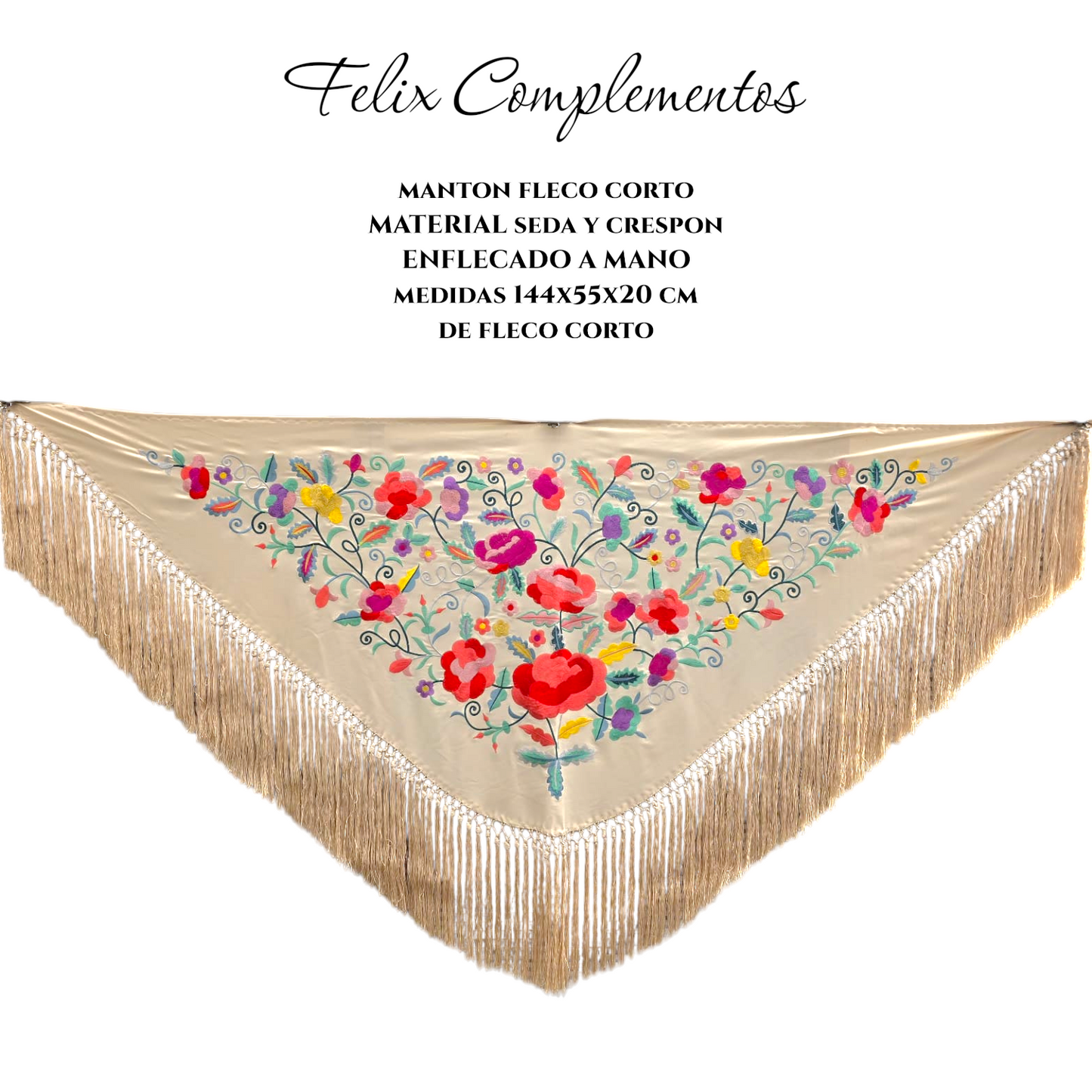Manton flor grande beige
