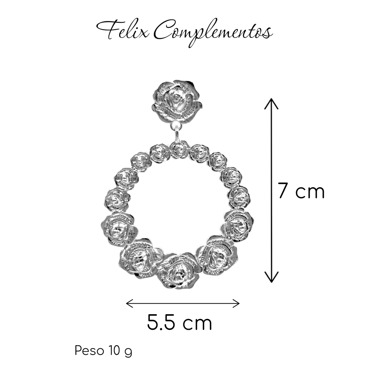 Pendiente Color Plata Viejo Rosa