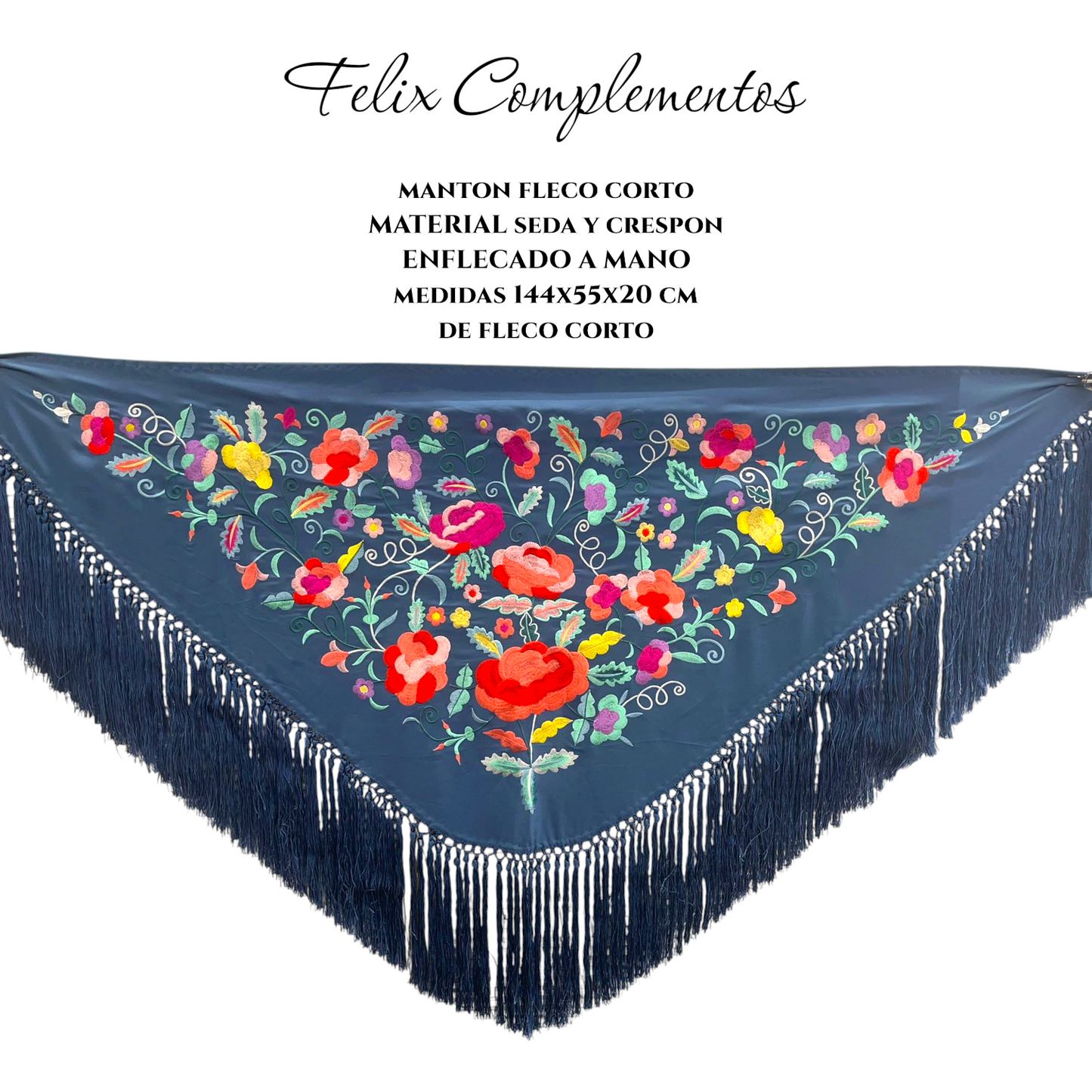Manton azul vaquero flor grande