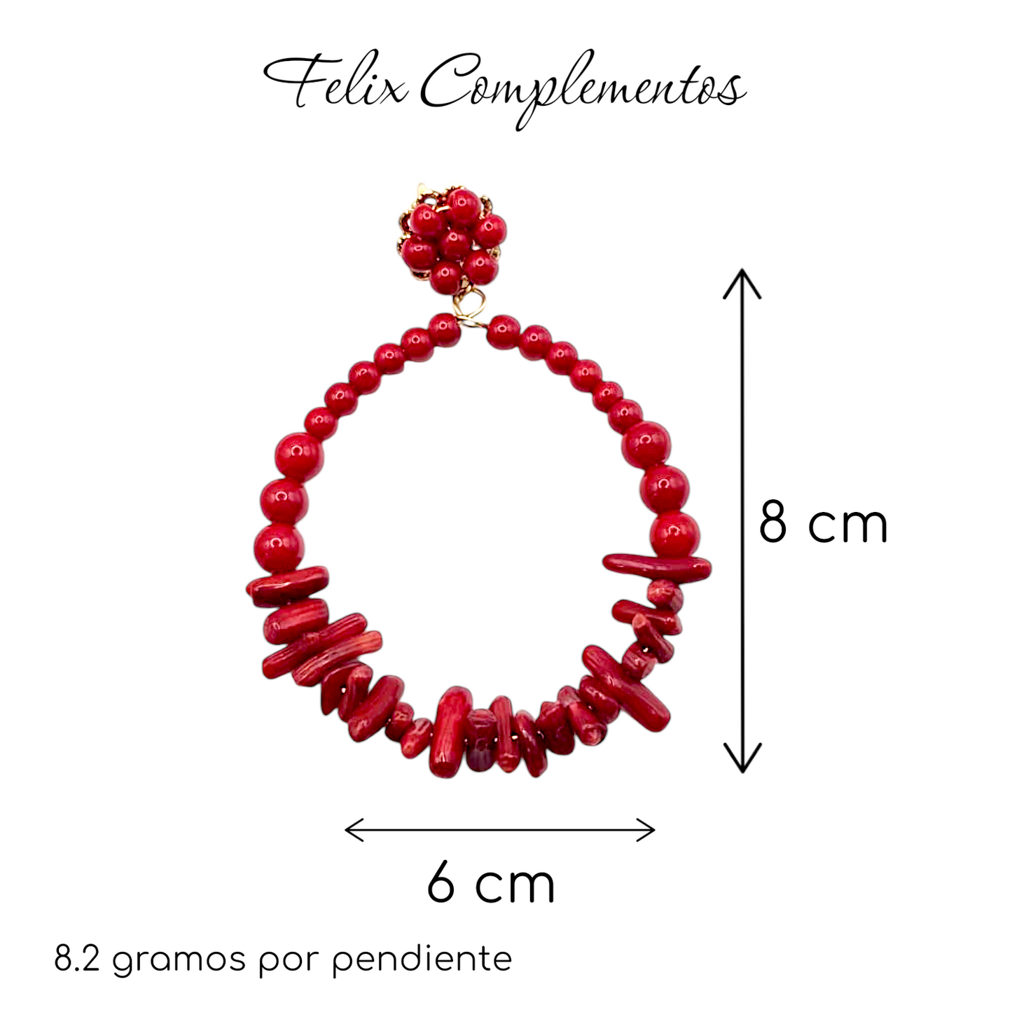 Pendiente Aro Coral Rojo