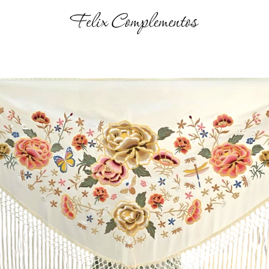 Manton beige con flores