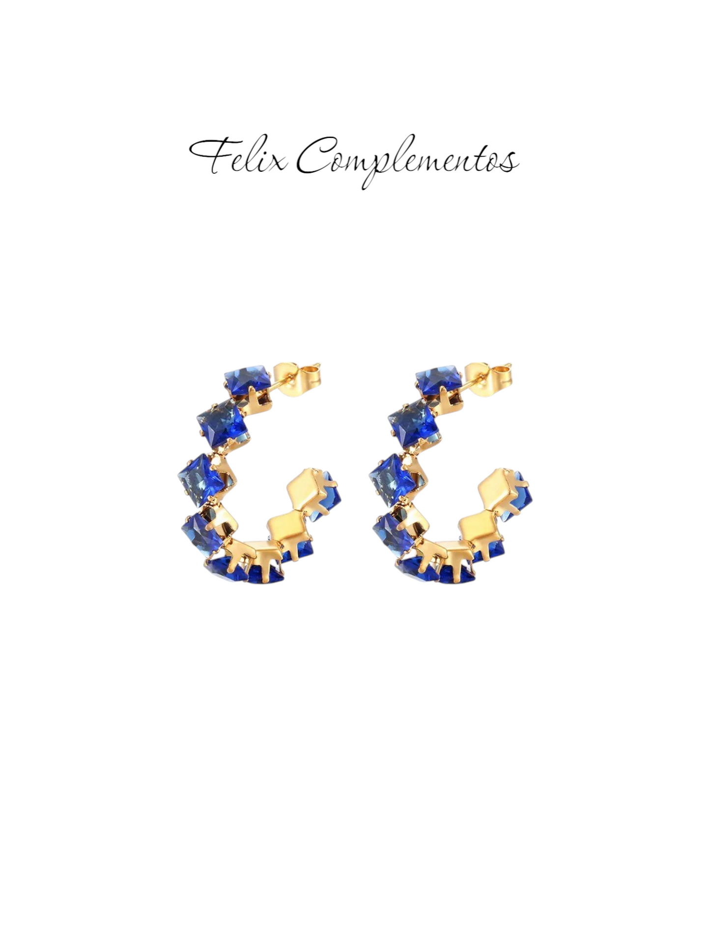 Pendiente aro piedras brillantes