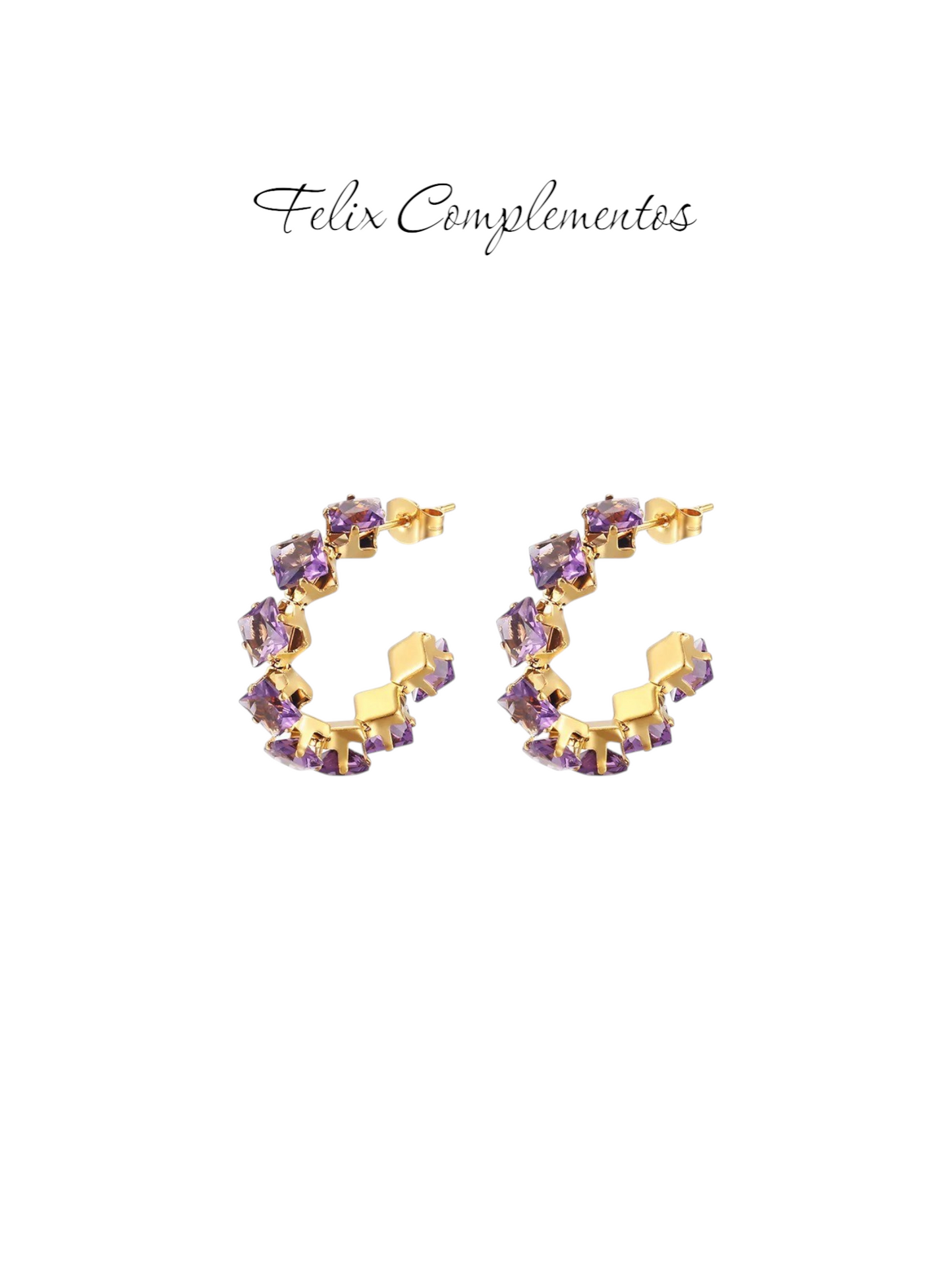 Pendiente aro piedras brillantes